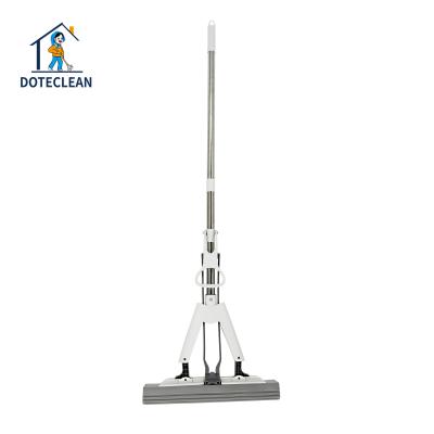 China 27cm PVA Floor Broom 360 Head Compression Sponge Self Sustainable Easy Foldable Hand Cleaning Free Standing Mop With Attached Pole for sale