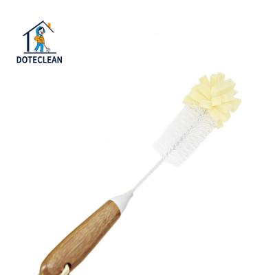 China Sustainable Nature 360 ​​Degree Rotating Long Handle Sponge Bottle Brush Stiffens Baby Bottle With Plastic Cleaning Brush Hand 1pc/opp Bag PET for sale