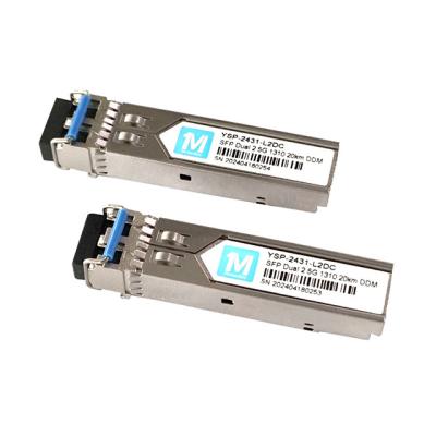 China DDMI Supported 2.5G Duplex 20km 1310nm LC Connector Fiber Optic Module Pluggable SFP Transceiver for Long Distance FTTX for sale