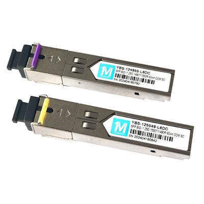 China SMF Fiber Type 1.25G BIDI 80km 1490nm/1550nm SC Connector DDM WDM Simplex Optical Module Transceiver SFP Module for FTTX for sale