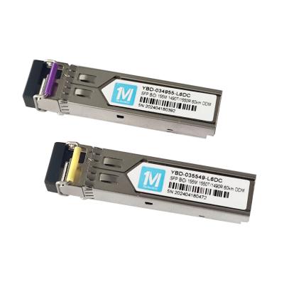 China FTTX Time Fiber Optic Transceivers 155M BIDI 60km 1490nm/1550nm LC Connector DDM WDM Simplex SFP Module for Time FTTX for sale