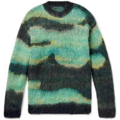 China 2022 Anti-wrinkle custom OEM and ODM mohair men sweater jacquard knit sweaters knitwear winter crewneck knitted designer sweater for men for sale