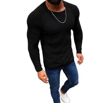 China Fashion Custom Vintage Anti-Wrinkle Mens Solid Color Knit Sweater Casual Slim Long Sleeves Round Neck Rib Pullover Men Sweater for sale