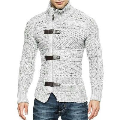 China wholesale neck leather winter turtle Anti-wrinkle buckle kimono knitted cashmere wool knitwear mohair coat cardigan custom men for sale