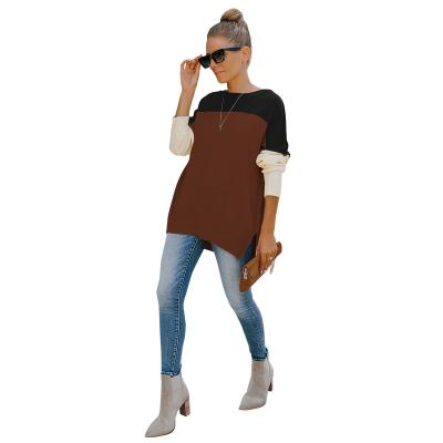 China Custom Ladies Breathable Jumper Knitwear Fashion Casual Design Knit Pullover Top Off Shoulder Contrast Loose Women Sweater for sale