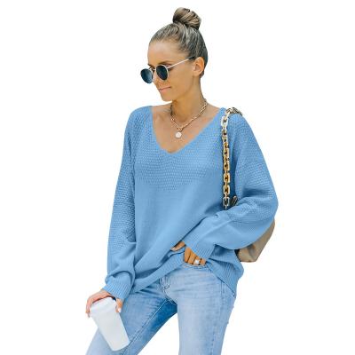 China Amazon European women's popular breathable V-neck fashion women's long-sleeved sweater autumn and winter clothing and American for sale