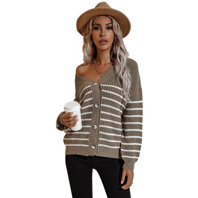 China Logo Designer Casual Knit Tops Custom Made Breathable Sheath Long Autumn And Winter V-Neck Knitted Women's Cardigan Sweater for sale