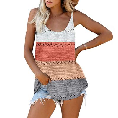 China Breathable spring and summer new women's knitwear knit top sexy knitted tank top hollow out beach straps women sweater vest for sale