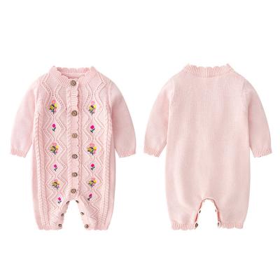 China Spring Autumn New Embroidered Knit Button Anti-Shrink High Quality Overalls With Hat Baby Overalls for sale