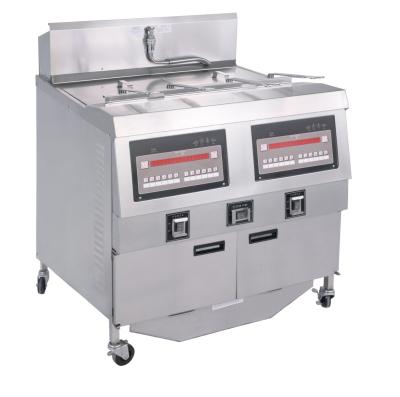 China 220V Digital Computer Panel Two Pots Four Baskets Open Deep Fryer With Filtration for sale