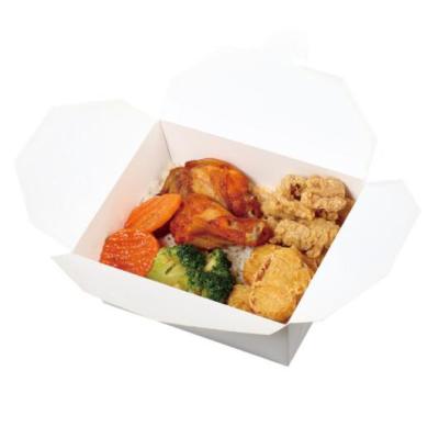 China Biodegradable White Snack Box Food Cardboard Menu Box Disposable Compostable White Takeout Box Packaging for sale