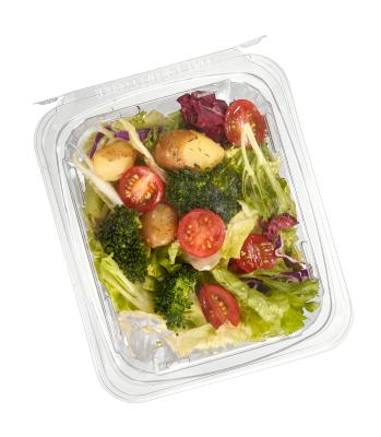 China Disposable Hinged Lid Food Container Fruit Takeaway Clear Plastic Box Tear Off Seal PET TAMPER-EVIDENT Fruit Packaging Box for sale