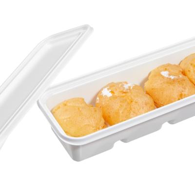 China Food Sandwich Cake Rolls Hot Dogs Plastic Container With Lid Plastic Cream Puffs Mousse Cake PP Packaging Box Container for sale