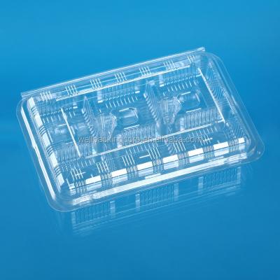 China Eco - Friendly Transparent Disposable Plastic Cake And Cookie Packing Box With Dividers for sale