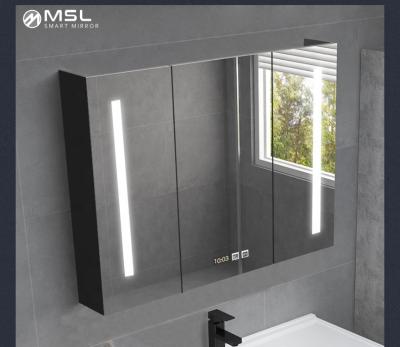 China Custom Purchase Multifunctional Bathroom Mirror Magnifying Aluminum Led Mirror Cabinet for sale