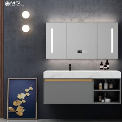 China 2-Face Intelligent Smart Bathroom Cabinet Foshan LED Mirror Customization for sale