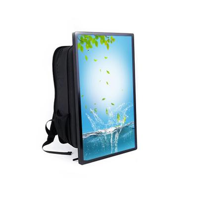 China Advertising Player 21.5 Inch 3g 4g Wifi Network LCD Media Advertising Player With Battery Touch Screen Backpack Portable Walking Billboard for sale