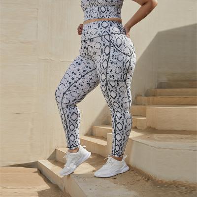 China Custom Print Breathable Snakeskin Plus Size Fitness Plus Size Sports Legging Soft High Waist Women's Yoga Legging for sale