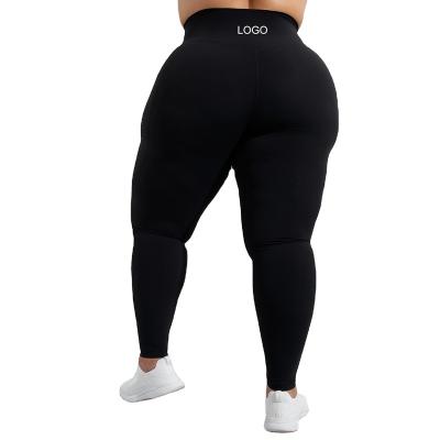 China Custom Logo Fat Women Sports High Breathable Plus Size Fitness Yoga Legging Black for sale