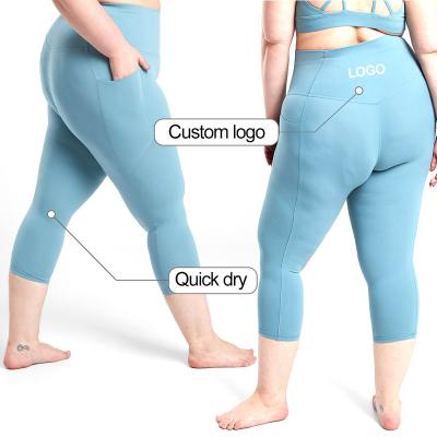 China Free Sample Breathable Women Yoga Pants Plus Size High Waist Fitness 6XL Ladies Capri Yoga Gaiters Pants With Pocket for sale