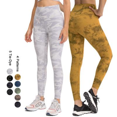 China Logo Tie Dye Compression Girls Custom Made Breathable Sports Legging High Waist Tummy Control Women Camouflage Fitness Yoga Legging Custom for sale