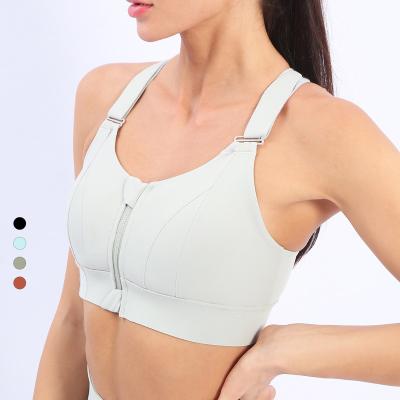 China New Arrival Breathable Customize Logo Sports Bra Fitness Bra Gym Bra Women Back Adjustable Pads With Zipper for sale