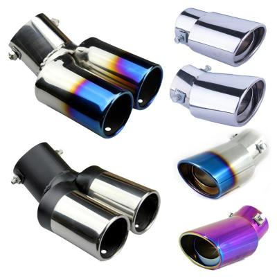 China Muffler Auto Car Automotive Curved Exhaust Muffler Tip Stainless Steel Chrome Pipe Tail Throat Trim Rear Tail Throat for sale