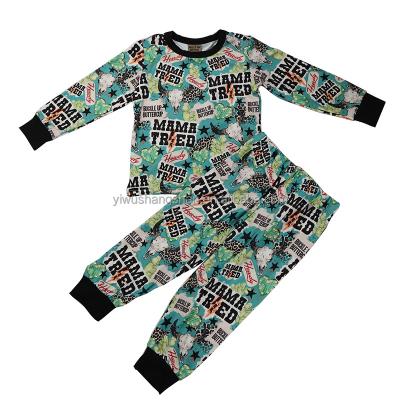 China Wholesale Spring Casual Autumn Long Sleeve Kids Tops And Pants Cowboys Print Outfits For Kids Boys Knitted Boys Clothes Sets for sale