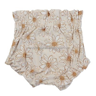 China 2022 New Breathable Spring Flower Pattern Kids Shorts Milk Silk Toddler Babies Ruched Bloomers for sale