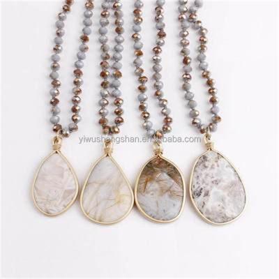 China Handmade Necklace 2021 Pure Natural Girls Crystal Bead Pendant Necklace Children's Agate Pebble Shape Ethnic Women's Necklace for sale