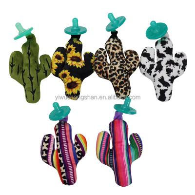 China 2022 Hot Selling Food Grade Plush Toy Hanging Pacifier Leopard Sunflower Serape Pattern Newborn Infant Cactus Shape Toddler Baby Pacifiers for sale