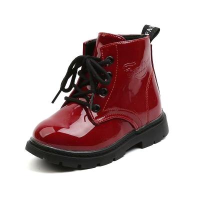 China New Autumn Fashion Martin Boots 2021 Thermal PU Spring And Autumn Single Boots Kids Child Ankle Leather Shoes for sale