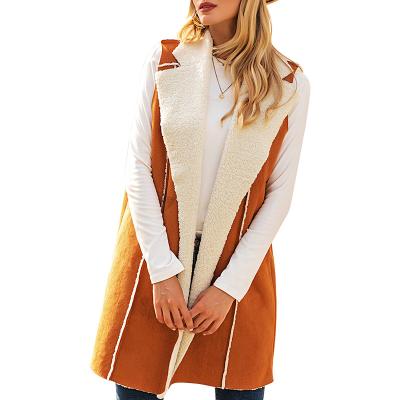 China Reversible Custom Sleeveless Women Coat Thick Fleece Winter Woman Clothing Long Notched Coat Women Coat for sale