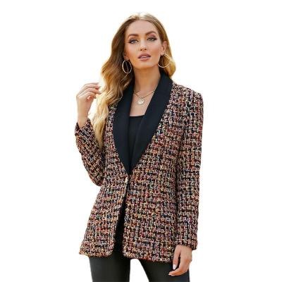 China Black and Gold Color Office Ladies Fashion Blazer Women's Jackets Turn-Down Collar Breathable Sequined Suit for sale