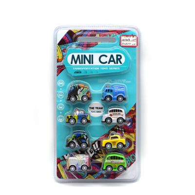 China Toy Gift High quality cartoon 8pcs mini graffiti car plastic toys pull back vehicles for kids for sale