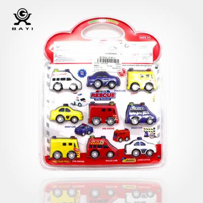 China Toy Gift Wholesale Small City Rescue Convoy Car Cheap Kids Toys Police Plastic Pull Back Toys Cars for sale