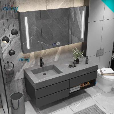 China Bathroom Vanity Customization American Style High End Wood Vanities Glaze Top Irregular Side Cabinets Bathroom Vanity Units With Combination for sale