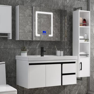 China European White Modern Bathroom Vanity Mirror Cabinet Vanity Toilet Furniture Bathroom Cabinet With Ceramic Wash Sink for sale