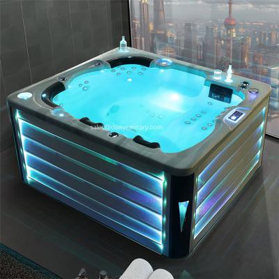 China 2021 Modern Luxury Bespoke Acrylic Square Garden Whirlpool Bathtub Without Incorporated Jets Drop In Bathtube 2 Person Deep Soaker Hot Tub for sale