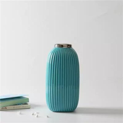 China Home Unique Warm Blue Vase Amazon Vase Plants Vase Decoration Ceramic Decoration For Home Gift For Business Wholesale for sale