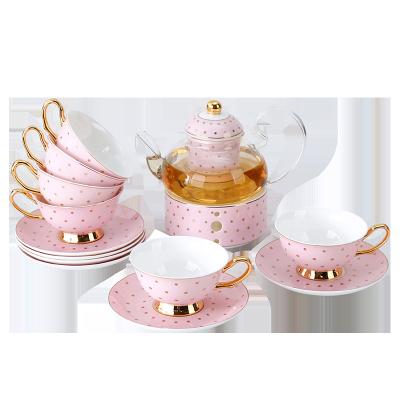 China Minimalist design birthday party afternoon tea fraternity girl rose pink decor meow style coffee set cup pot for sale