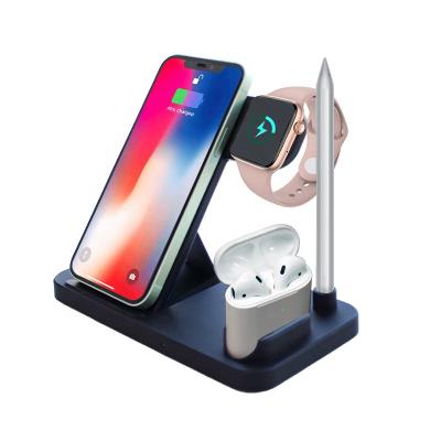 China For iPhone 13 Watch Pen 15w 10w Qi Wireless Charging Dock Stand Quick Stand For Apple Airpods Pen iPhone iWatch 4 in 1 Wireless Charger for sale