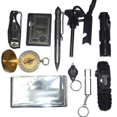 China Wilderness Survival Dropshipping 11 in 1 Outdoor Camping Emergency Survival Set Gear for sale