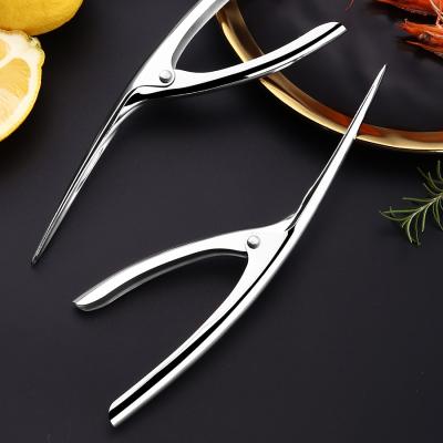 China Sustainable Seafood Machine Silver Metal Style Long Stainless Steel Shrimp Peeler for sale