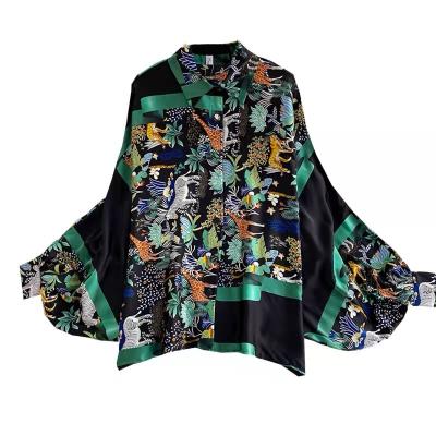 China 2022 New Fashion Spring Breathable Shirts Print Flower Plus Size Womens Blouses Casual Long Sleeve Shirt for sale