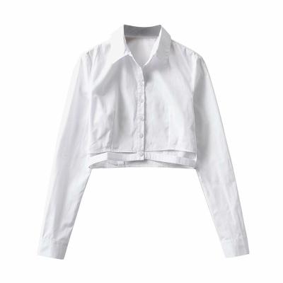 China New anti-pilling spring fashion solid color cargo lapel button hollow-out cardigan blouse for women for sale