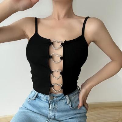 China Summer 90s Fitness Cami Backless Party Cami Tops Tees Ladies Fashion Vintage Women Y2K Breathable Sexy Strappy Halter Crop Top for sale