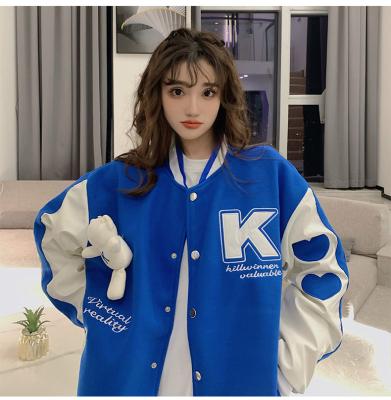 China Windproof Spring and Autumn American Men&'s Doll Bear Baseball Suit and Women's Gear Coat Couples Oversized Loose Jacket for sale