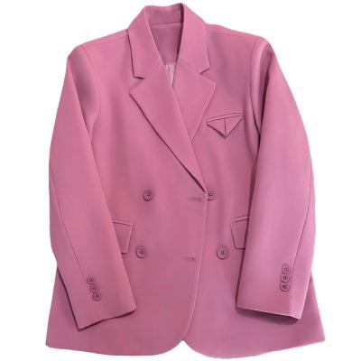 China 2022 spring blazer woman purple pink small temperament anti-shrink double breasted soft suit for sale