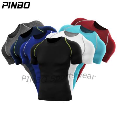 China New Fashion Wholesale Antibacterial Custom Logo Printing Dry Fit Mens Gym Sportswear Compression T-shirts Cloth Men Fitness for sale